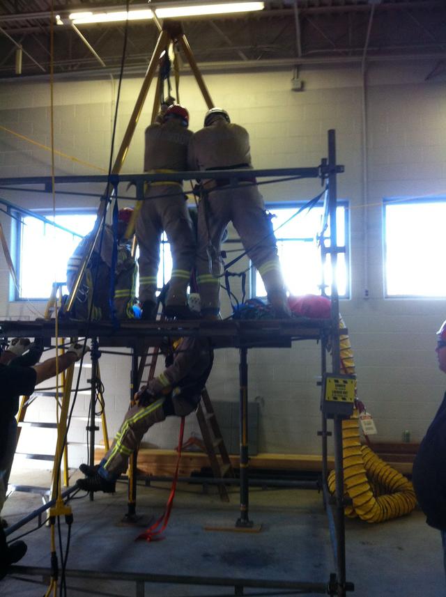 Crews simulate a confined space rescue