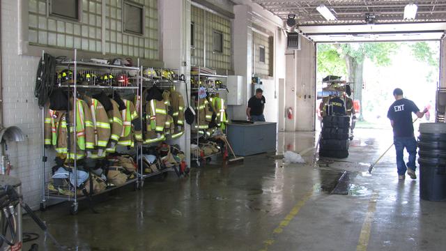 C. Keenan and M. Shone cleaning our engine bay
